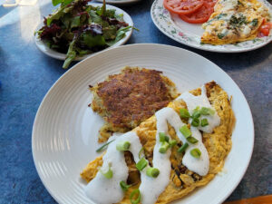 Bouldin Creek Cafe Vegetarian Omelet with Potato Cake